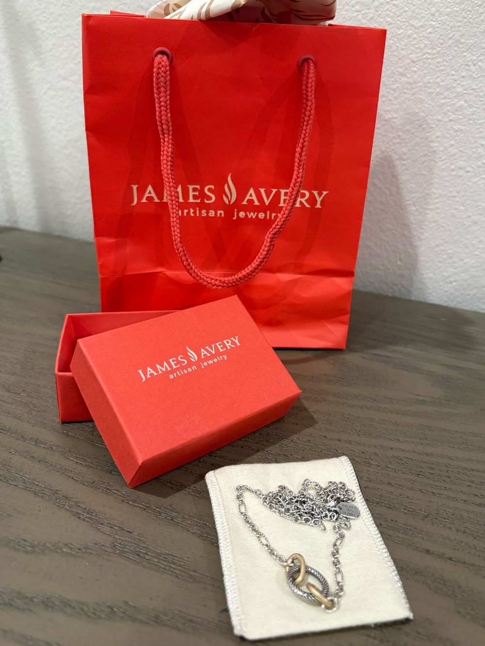 Retired James Avery Oval Twist Changeable Charm Holder Necklace - Silver/Bronze